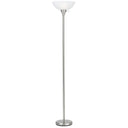 Torchiere Floor Lamp With White Frosted Glass Dome Shade - Nickel - HomeRoots - Floor Lamps - Elite Enclave Home