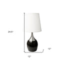 Gourd Table Lamp With White Tapered Drum Shade - Black And Silver