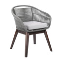 Solid Wood Outdoor Dining Chair With Gray Cushion - Gray
