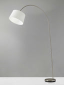 Steel Arc Floor Lamp With Solid Color Empire Shade - Silver / White - HomeRoots - Floor Lamps - Elite Enclave Home