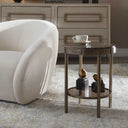 Cusano - Round Dark Marble Accent Table - Brass / Brown