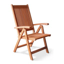 Solid Wood Indoor Outdoor Reclining Arm Chair - Mahogany Brown