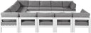 Nizuc - Outdoor Patio 12 Piece Modular Sectional With White Frame - Meridian Furniture - Stationary Sectionals- Elite Enclave Home