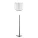 Traditional Shaped Floor Lamp With White Drum Shade - Chrome - HomeRoots - Floor Lamps - Elite Enclave Home