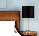 Metal Candlestick Table Lamp With Black Classic Drum Shade - Silver