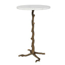 Calais - Marble Accent Table - Brass / White