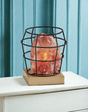 Himalayan Salt Accent Lamp With Cage Shade - Black