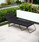 Steel Outdoor Chaise Lounge With Black Cushion - Black