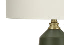 Ceramic Geometric Table Lamp With Ivory Drum Shade - Green - HomeRoots - Table Lamps - Elite Enclave Home