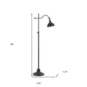 Adjustable Traditional Shaped Floor Lamp With Black Dome Shade - Bronze - HomeRoots - Floor Lamps - Elite Enclave Home
