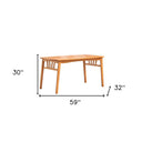 59" x 32" x 30" Solid Wood Outdoor Dining Table With Umbrella Hole - Natural