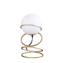 Metal Geo Spiral Bedside Lamp With White Globe Shade - Gold - HomeRoots - Table Lamps - Elite Enclave Home