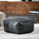 Uttermost Leather Pouf – genuine leather finish in rich brown tones
