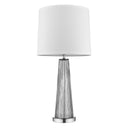 Glass Buffet Lamp With Off-White Empire Shade - Silver