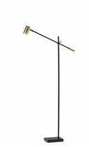 Adjustable LED Task Floor Lamp With Antiqued Brass Cylinder Shade - Black - HomeRoots - Floor Lamps - Elite Enclave Home