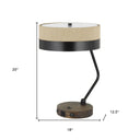 Metal Two Light Desk USB Table Lamp With Beige Drum Shade - Black / Brown - HomeRoots - Table Lamps - Elite Enclave Home