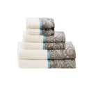 Aubrey - 6 Piece Jacquard Towel Set - Blue / Brown - Madison Park - Towel Sets - Elite Enclave Home