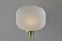 Table Lamp With White Ribbed Frosted Glass Dome Shade - Antiqued Brass