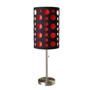Mod Table Lamp With Black And Red Drum Shade - Steel