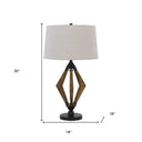 Metal Lantern Table Lamp With Gray Empire Shade - Black - HomeRoots - Table Lamps - Elite Enclave Home