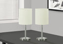 Metal Candlestick USB Table Lamps With Ivory Drum Shade (Set of 2) - Silver - HomeRoots - Lamp Sets - Elite Enclave Home