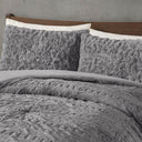 Blair - Ruched Fur Down Alternative King Comforter Set - Gray