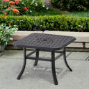 Square Metal Outdoor Bistro Table With Umbrella Hole - Black