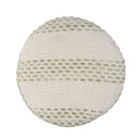 Cotton Blend Round Striped Pouf Ottoman - Ivory And Green
