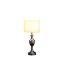 Metal Standard Table Lamp With White Shade - Silver