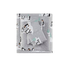 Cozy Flannel - King Printed Sheet Set - Gray Penguins