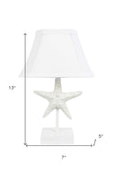 Starfish Accent Lamp With White Bell Shade - White