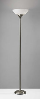Tailored Metal Torchiere With Bright Illumination - Satin Steel - HomeRoots - Floor Lamps - Elite Enclave Home
