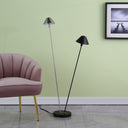 Two Lights LED Novelty Floor Lamp With Black And Silver Empire Shade - Nickel - HomeRoots - Floor Lamps - Elite Enclave Home