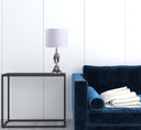 Crystal Standard Table Lamp With White Shade - Silver