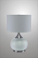 Gourd Bedside With White Shade - Silver