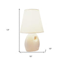 Ceramic Bedside Table Lamp With White Shade - Beige