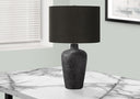 Ceramic Round Table Lamp With Black Drum Shade - Black - HomeRoots - Table Lamps - Elite Enclave Home