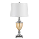 29" Metal Two Light Desk Table Lamps With White Globe Shade (Set of 2) - Silver