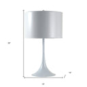 Metal Table Lamp With White Classic Drum Shade - White
