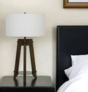 Metal Tripod Table Lamp With Off - White Drum Shade - Brown - HomeRoots - Table Lamps - Elite Enclave Home