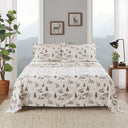 Flannel - 4 Piece King Sheet Set - Gray Deer Toile
