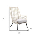 Metal Outdoor Dining Chair With Gray Cushion - Beige
