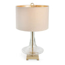 Glass LED Table Lamp With Drum Shade - Clear Beige
