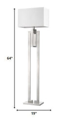 64" Traditional Shaped Floor Lamp With White Rectangular Shade - Nickel - HomeRoots - Floor Lamps - Elite Enclave Home