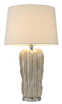 Glass Novelty Table Lamp With White Empire Shade - Nickel