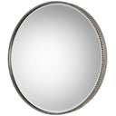 Stefania - Beaded Round Mirror - Pearl Silver