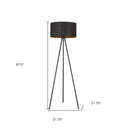 Tripod Floor Lamp With Black Drum Shade - Matte Black - HomeRoots - Floor Lamps - Elite Enclave Home