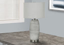 Ceramic Cylinder Table Lamp With Gray Drum Shade - Gray And Silver - HomeRoots - Table Lamps - Elite Enclave Home