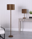19" Metal Bedside Table Lamp With Orange And Black Drum Shade - Orange And Black