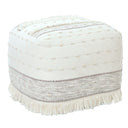 Cotton Striped Pouf Ottoman - Cream